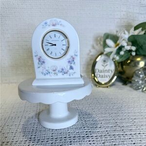 Wedgwood White and Floral Pedestal Clock